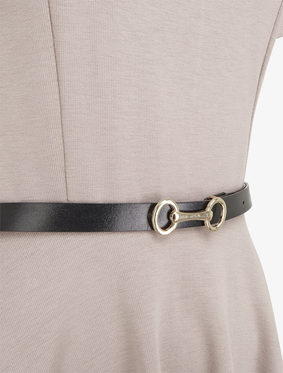 Robe patineuse unie à manches courtes - Taupe clair - 3