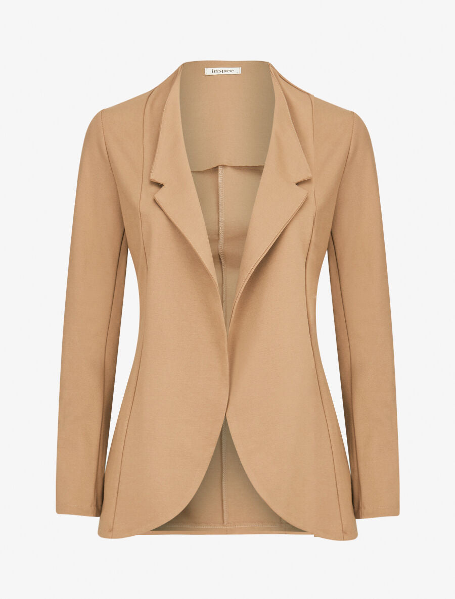 Veste à col biseauté - Taupe - 1