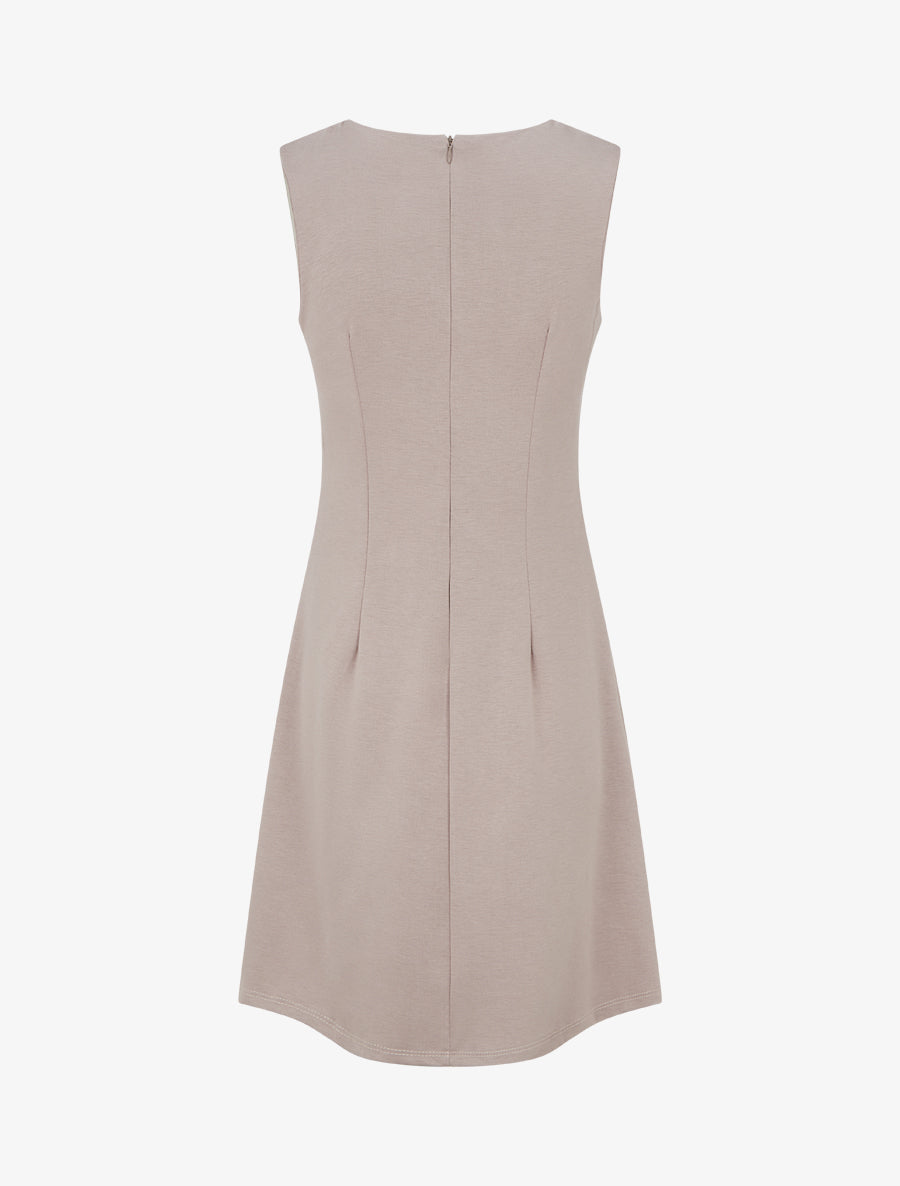 Robe unie à empiècement métallique - Taupe - 2