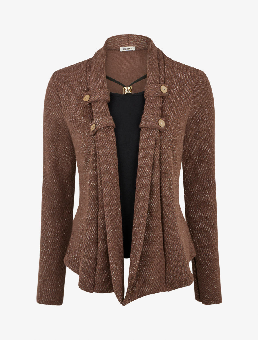 Pull effet gilet en superposition irisé - Marron - 1
