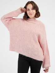 Jersey liso de punto con detalle irisado - Rosa