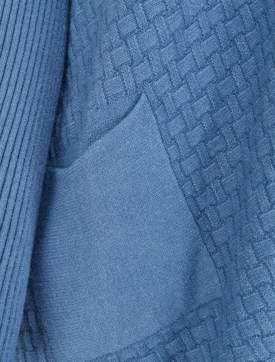 Poncho asymétrique à col montant - Bleu - 3