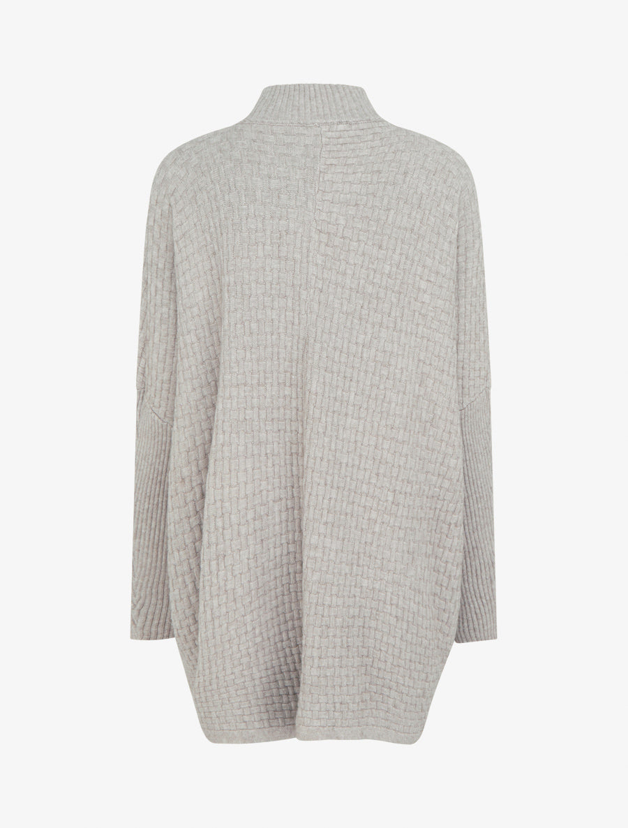 Poncho asymétrique à col montant - Taupe - 2