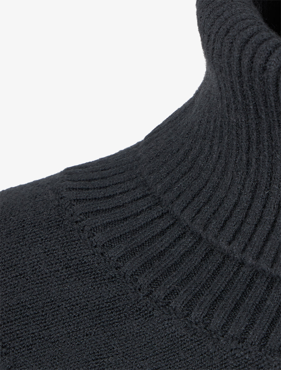 Poncho asymétrique à col roulé - Noir - 3