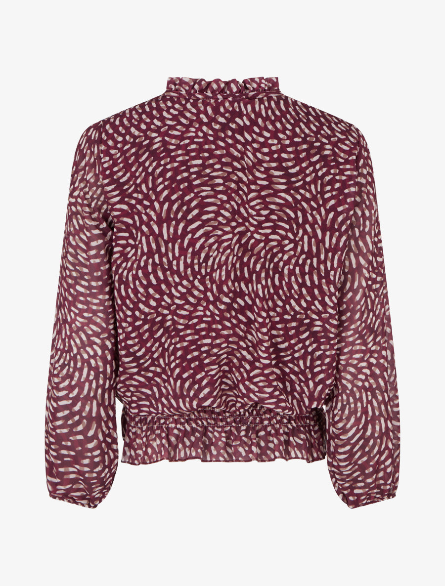 Blouse imprimé fantaisie coupe boule - Prune - 2