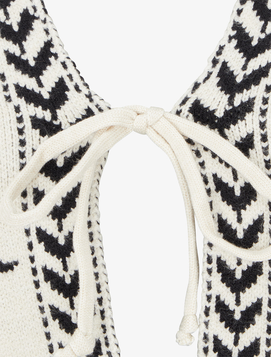 Gilet à nouer à imprimé baroque - Blanc - 3