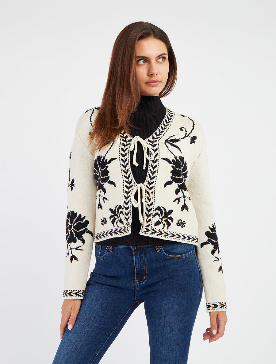 Chaleco para atar con estampado barroco - Blanco