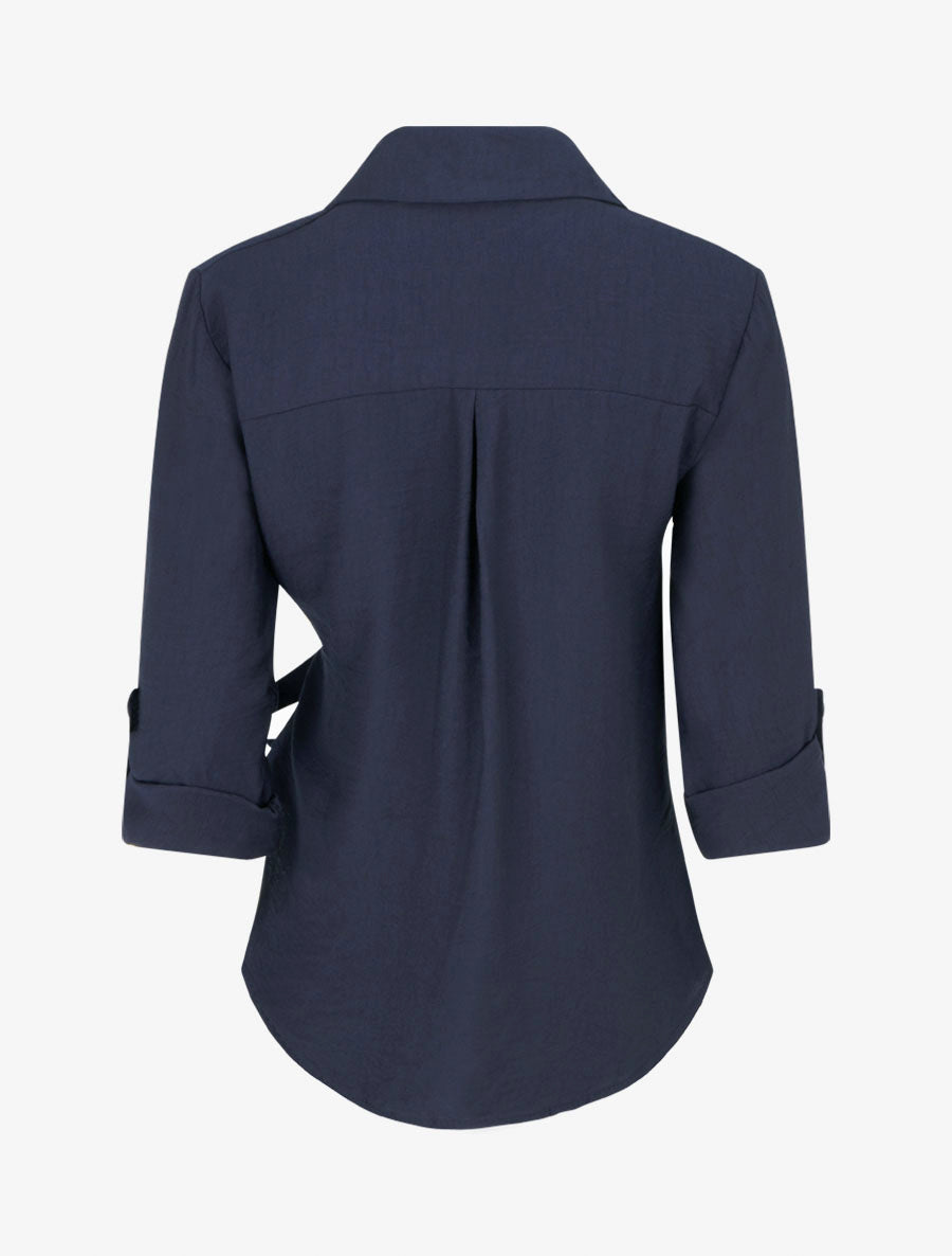 Chemise asymétrique effet drapé - Marine - 2
