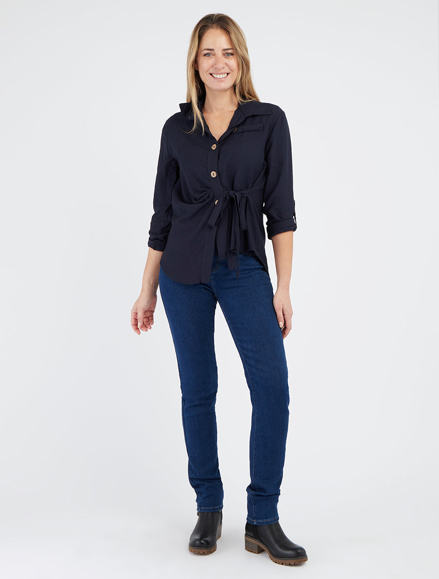 Camisa asimétrica efecto drapeado - Marine