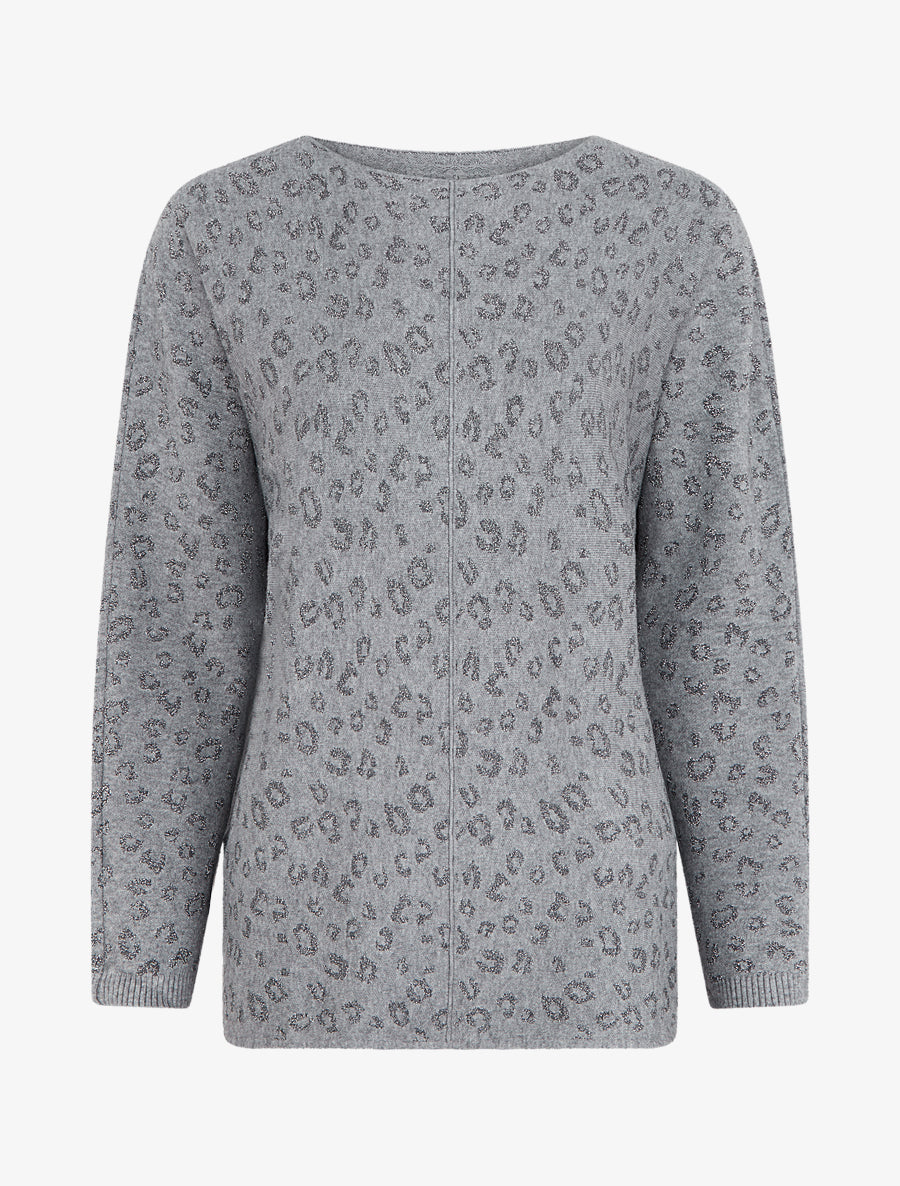 Pull imprimé léopard irisé - Gris - 1