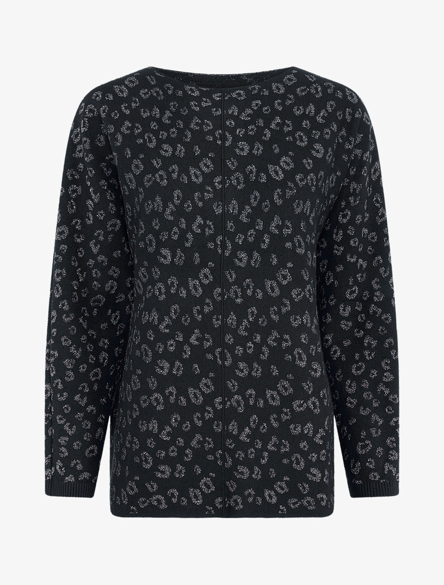 Pull imprimé léopard irisé - Noir - 1