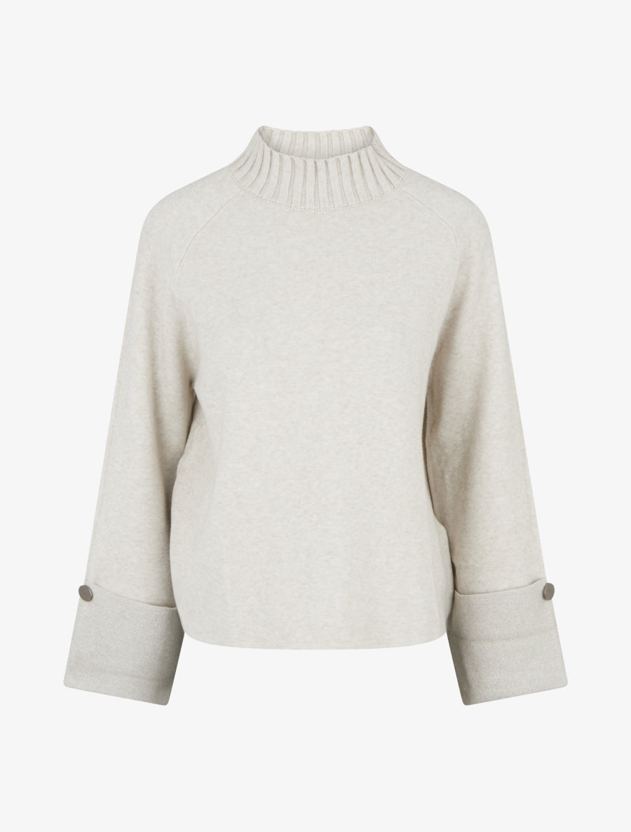 Pull à manches à détail irisé - Beige - 1