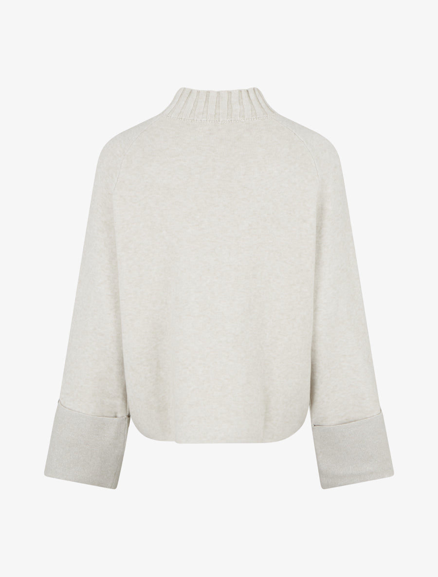 Pull à manches à détail irisé - Beige - 2