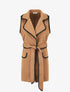 Gilet long sans manches à détail brodé - Camel - 1
