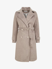Manteau long uni à bouton décoratif - Taupe - 1