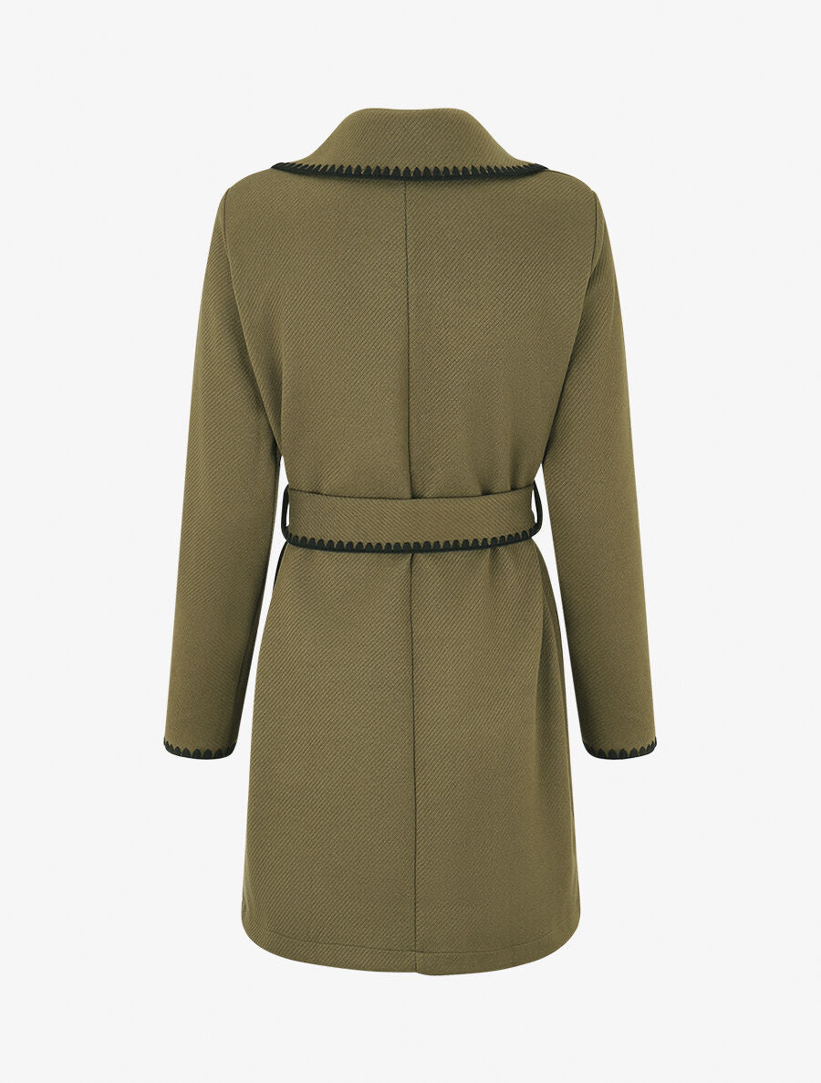 Gilet long à manches longues et détail brodé - Kaki - 2