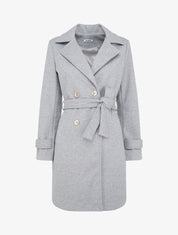 Manteau droit croisé à boutons - Gris clair - 1