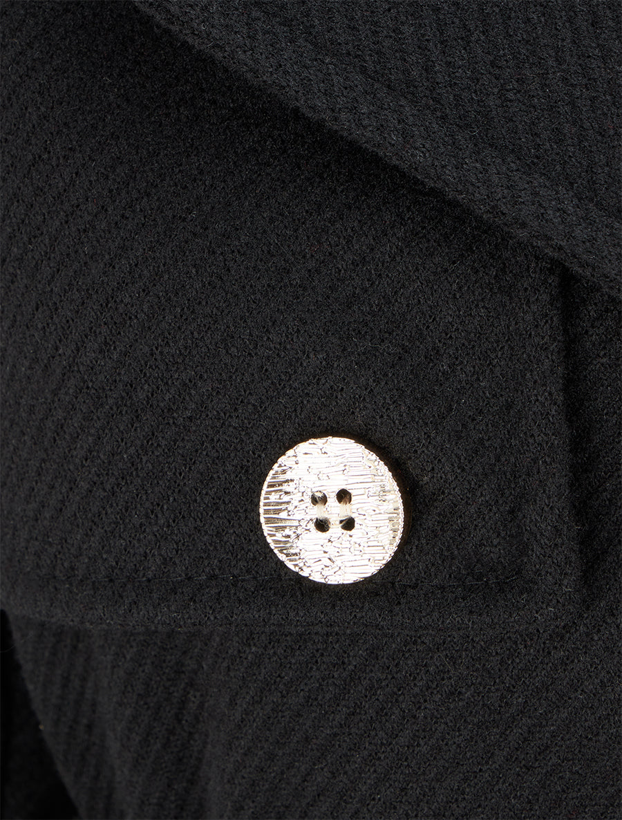 Manteau droit et croisé à boutons - Noir - 3