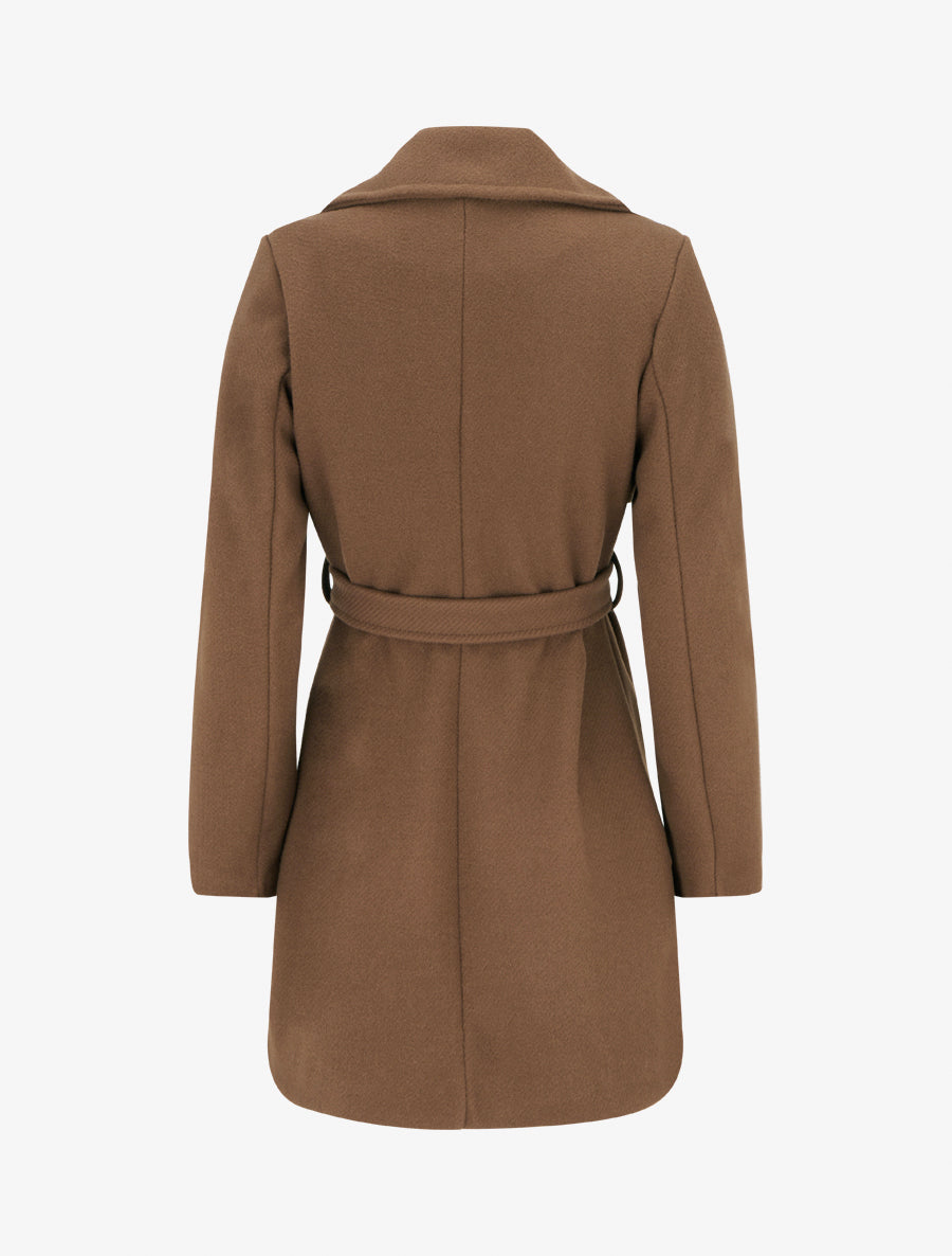 Manteau droit et croisé à boutons - Marron - 2