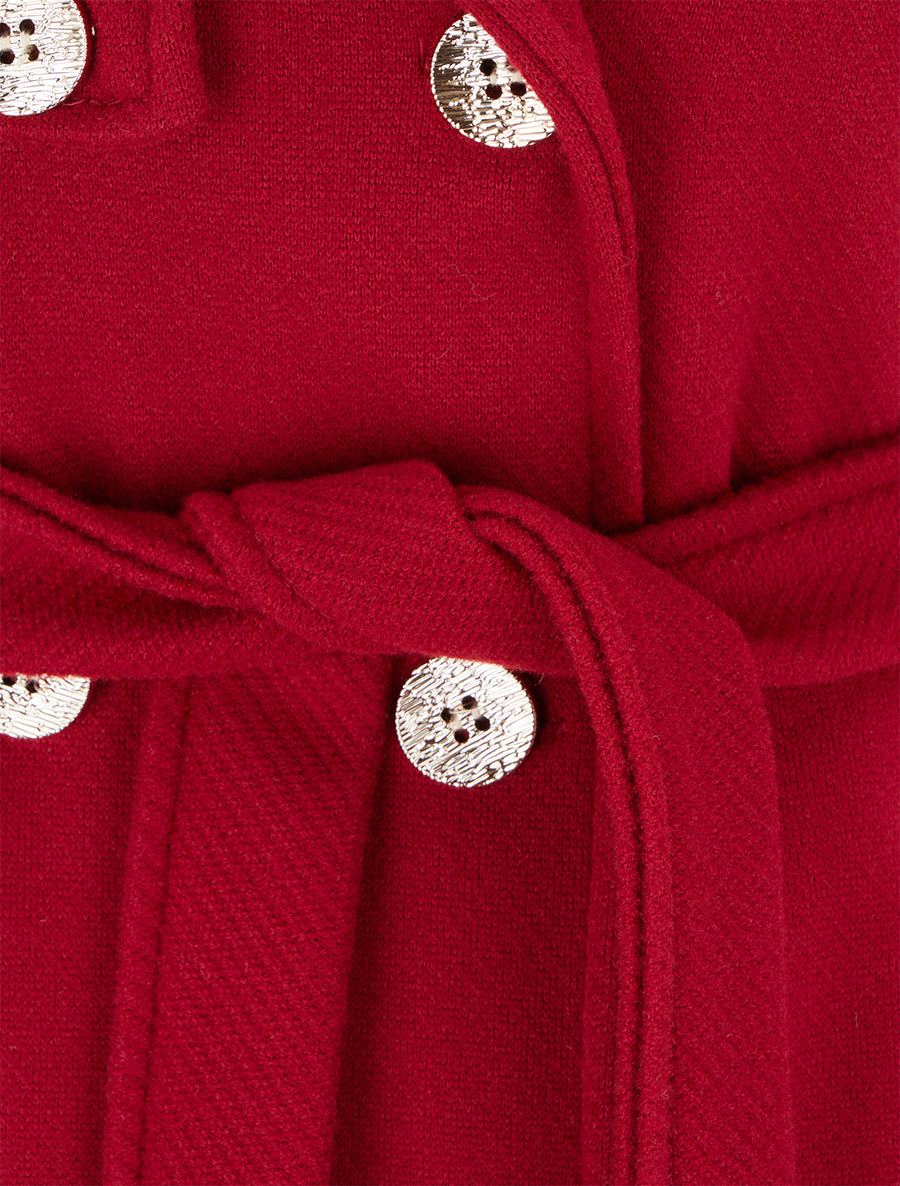Manteau droit et croisé à boutons - Rouge - 3