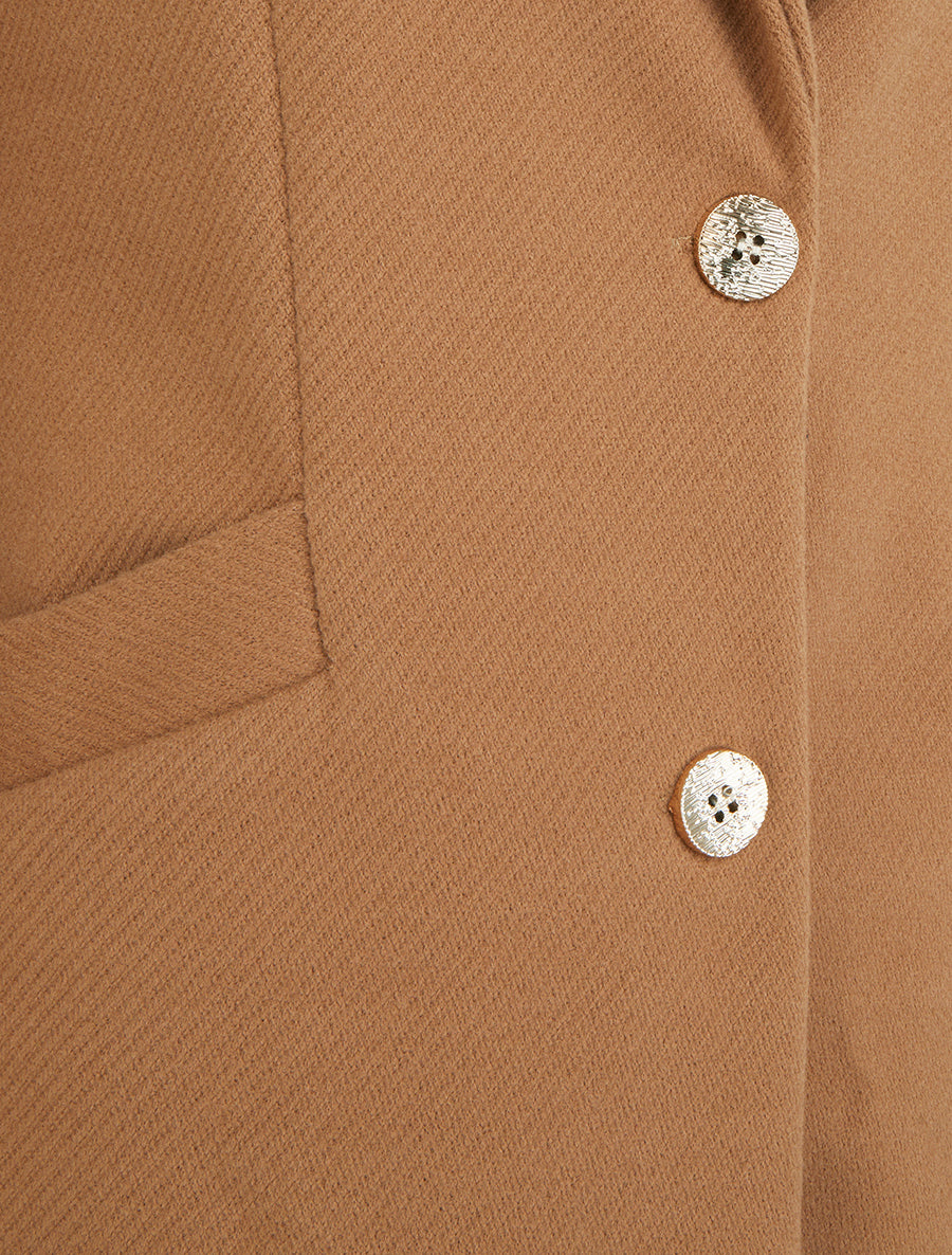 Manteau droit boutonné - Camel - 3