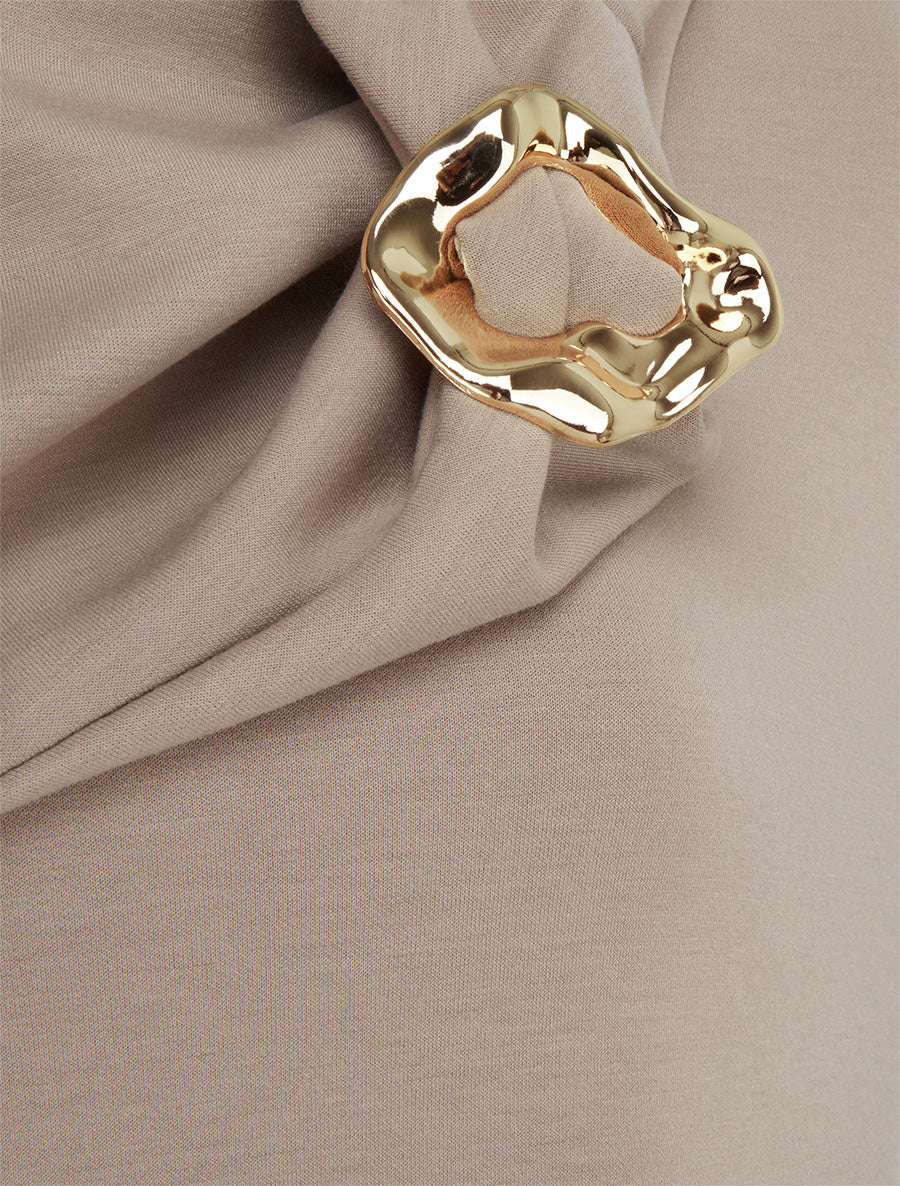 Robe fourreau à empiècement bijou - Beige - 3