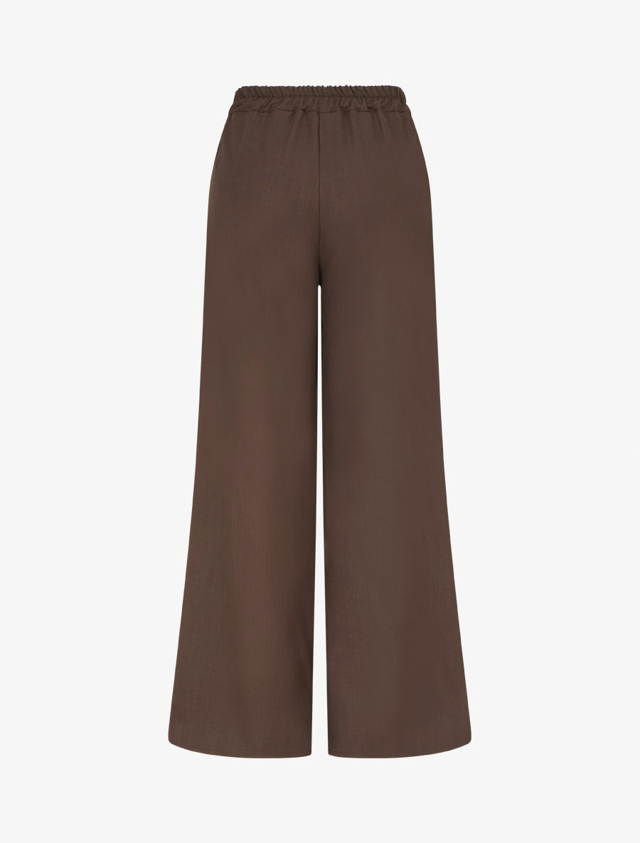 Pantalon droit à ceinture fantaisie - Marron - 2