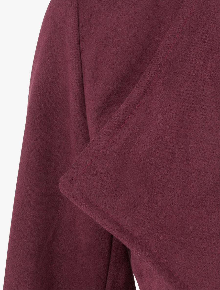 Chaqueta de ante con bolsillos decorativos con cremallera. - Ciruela