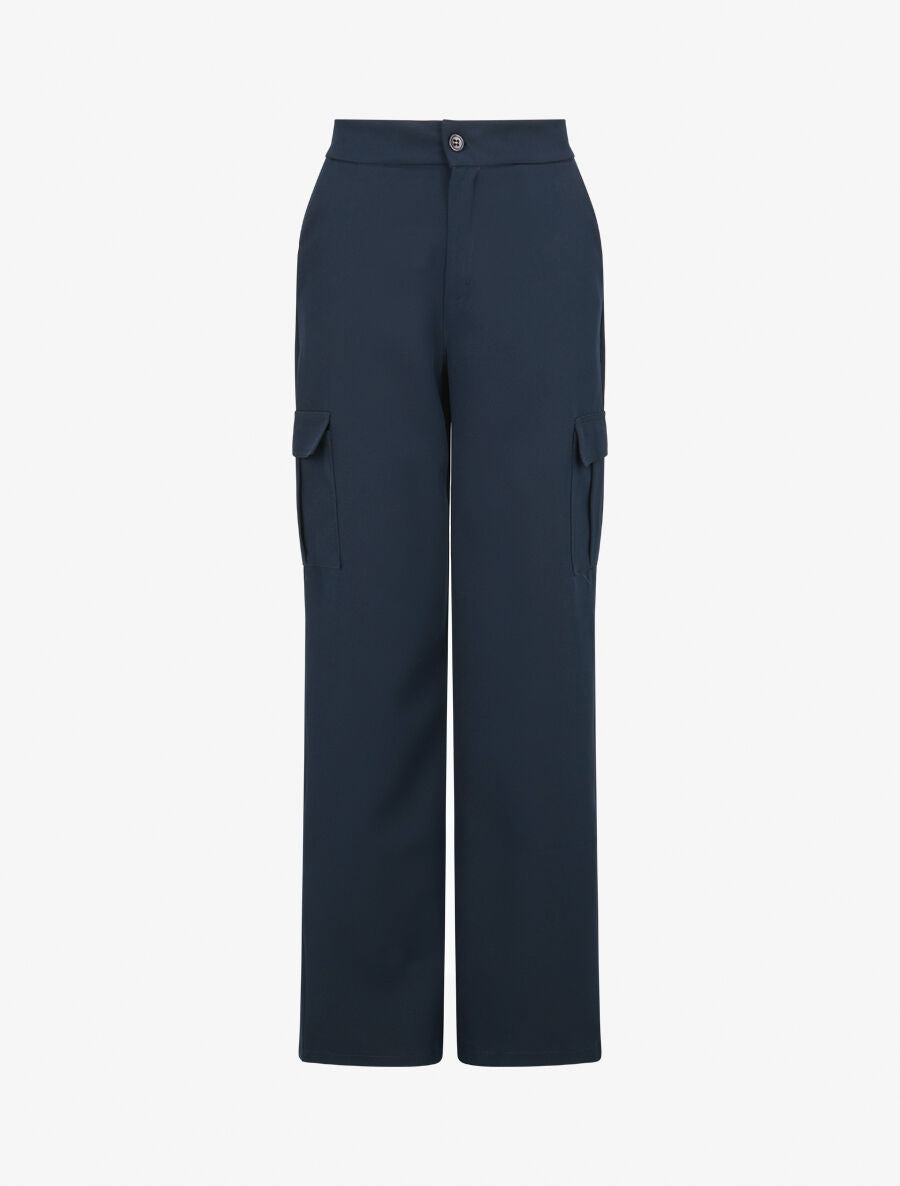 Pantalon droit à poches - Marine - 1