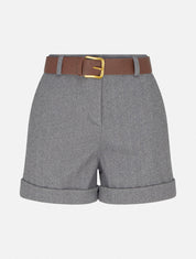 Short con vuelta estampado en espiguilla - Gris