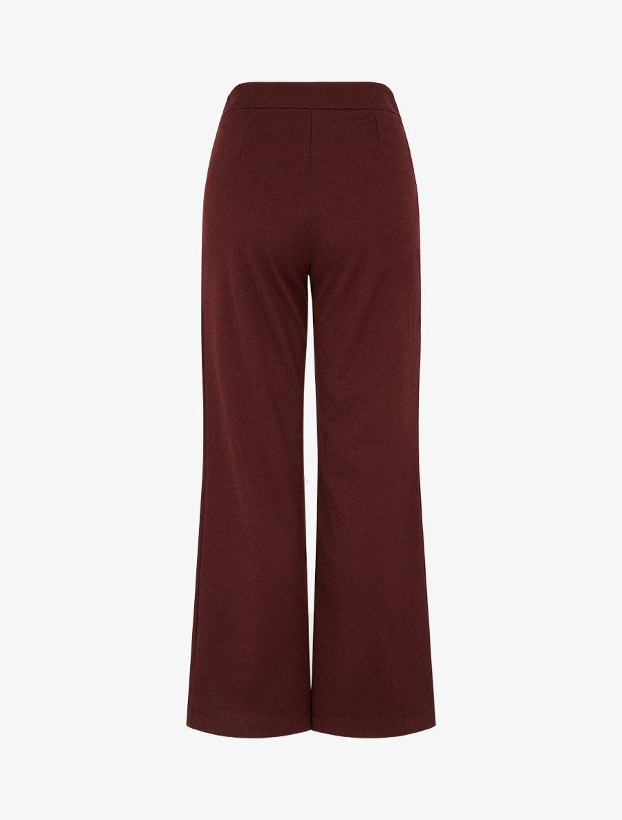 Pantalón recto con estampado de espiguilla - Burdeos