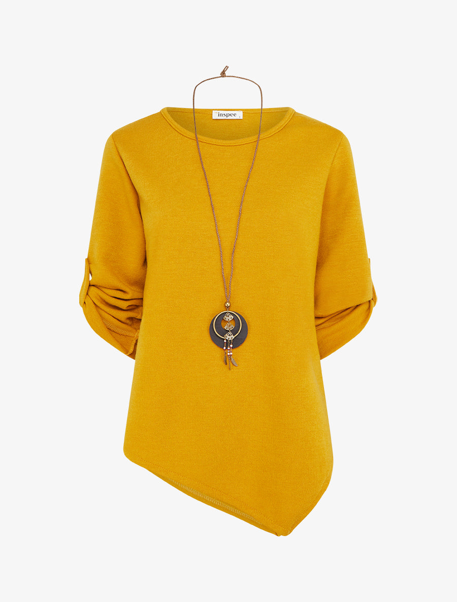 Pull droit à bords asymétriques - Jaune moutarde - 1