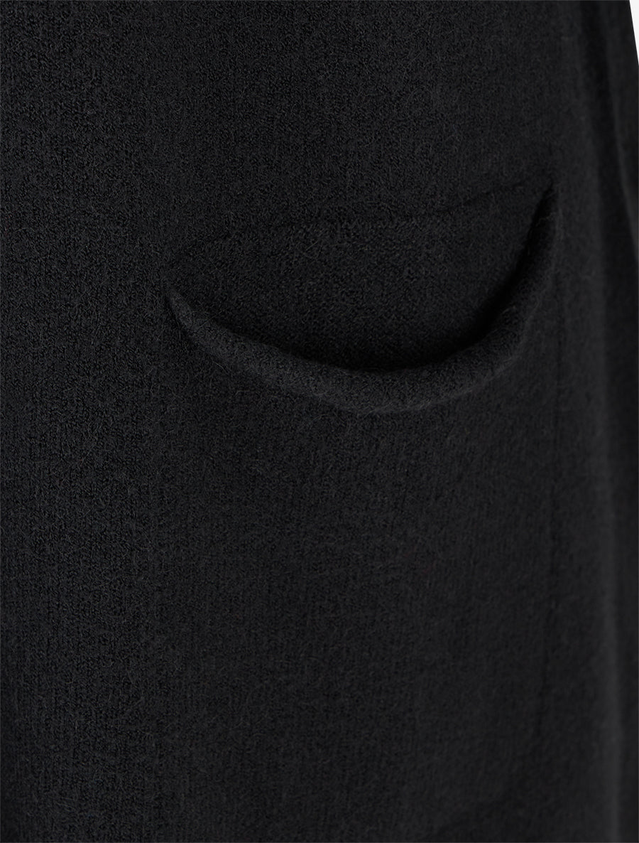 Pull long uni à poches - Noir - 3