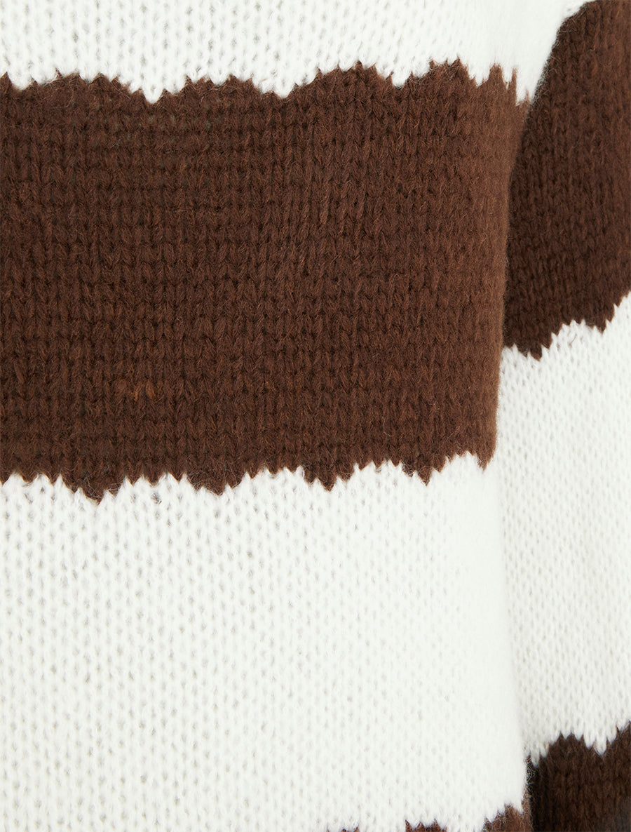 Pull en maille à rayures bicolore - Marron - 3