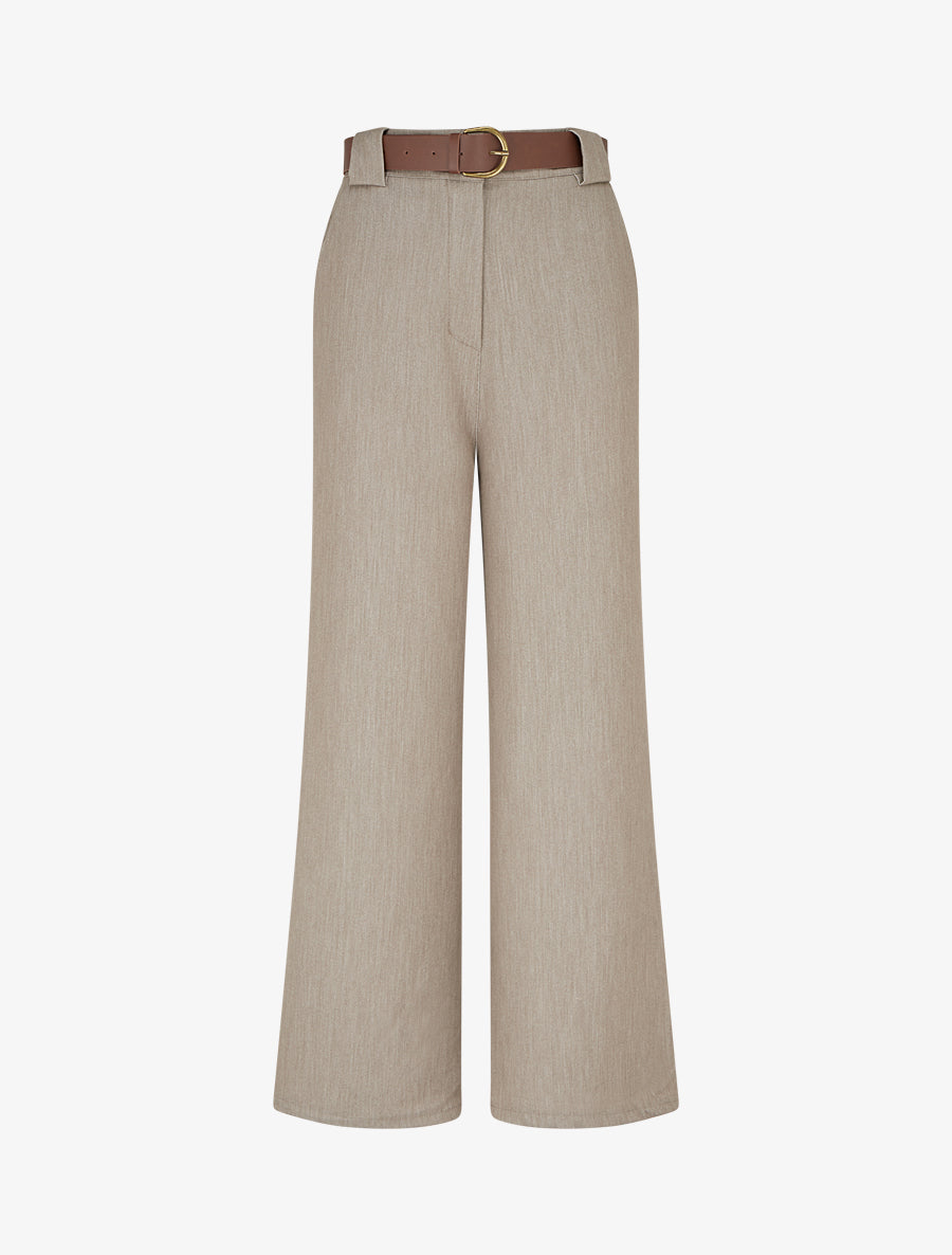 Pantalon droit fluide uni - Taupe - 1