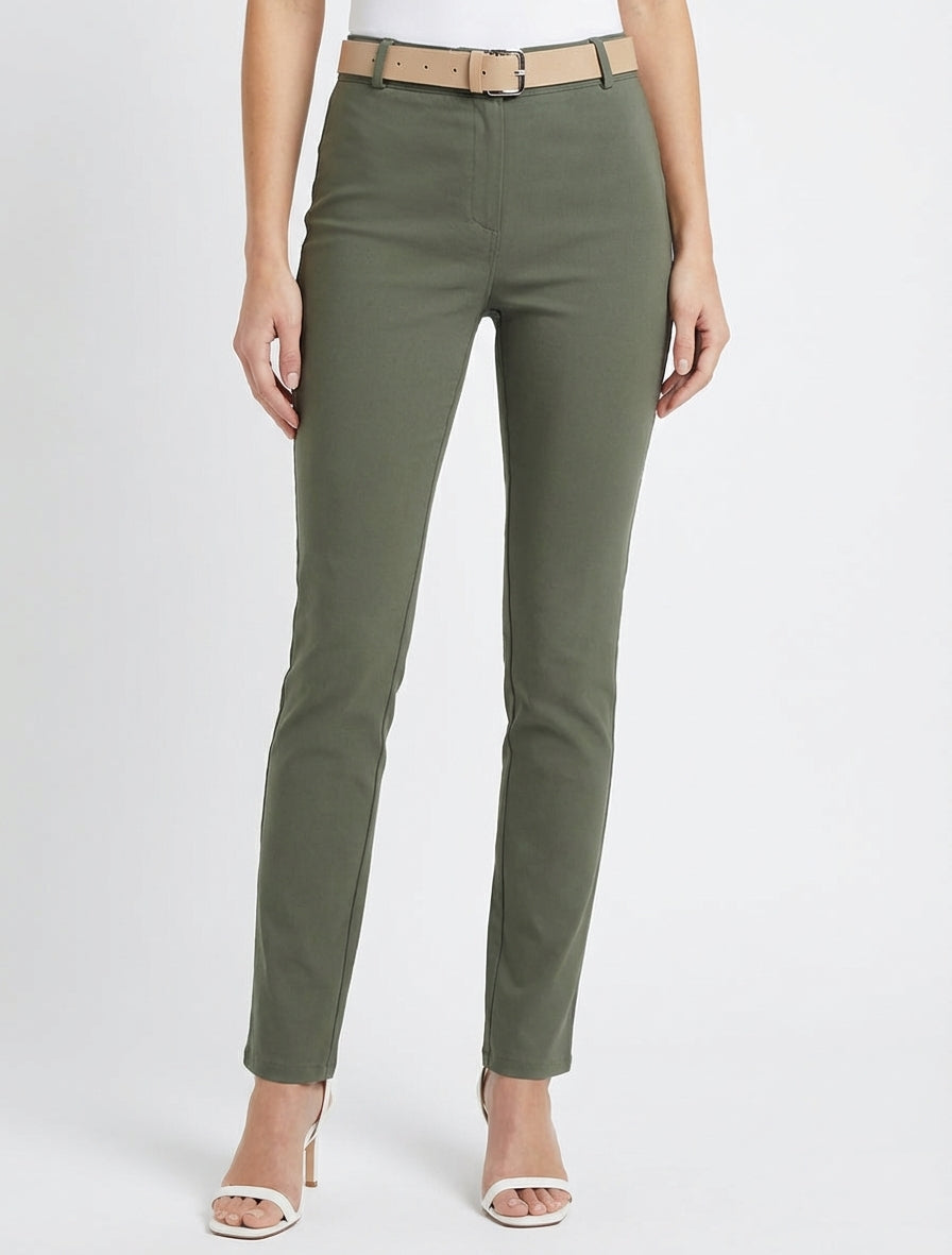 Pantalón recto liso - Caqui