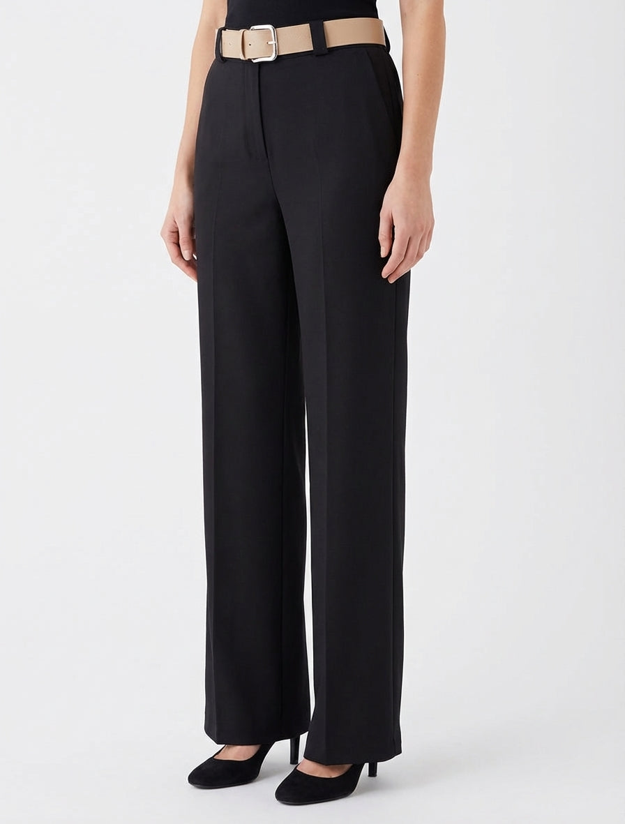 Pantalón recto liso elástico - Negro