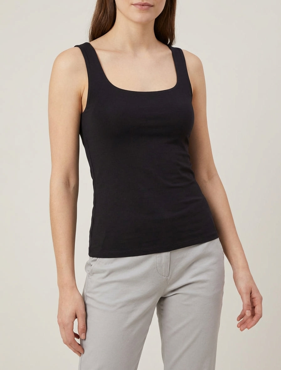 Camiseta sin mangas clásica lisa - Negro