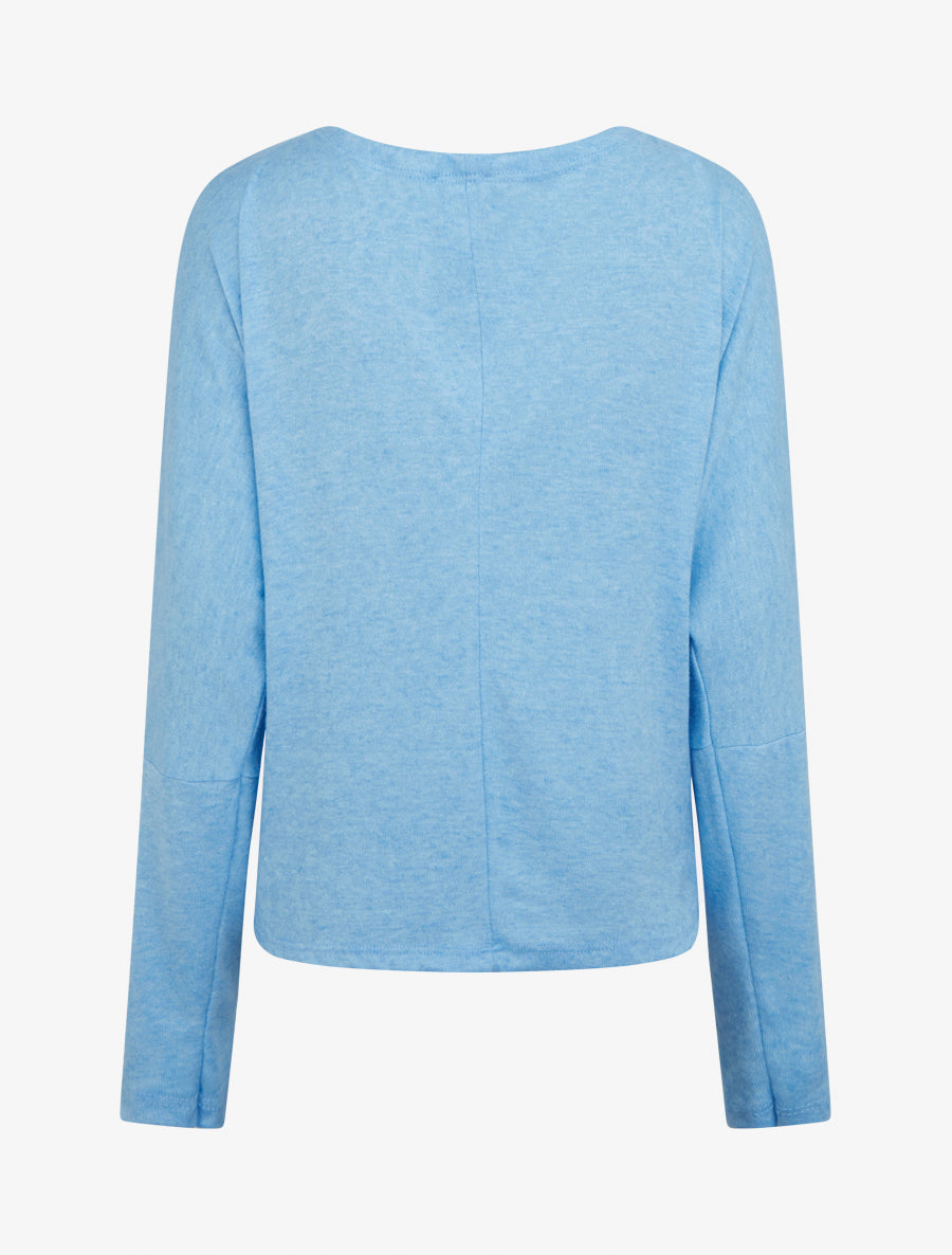 Pull fin uni à col bénitier - Bleu ciel - 2