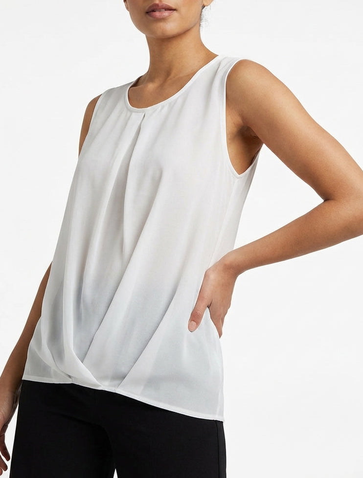 Top de voile efecto drapeado - Blanco