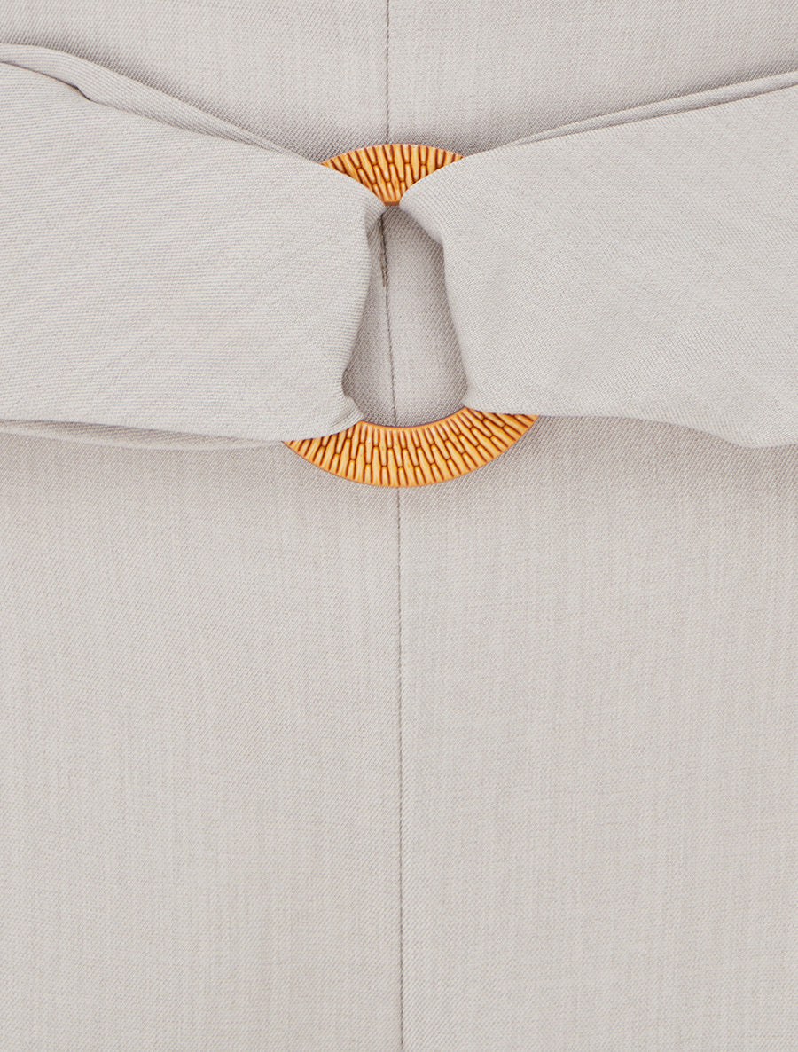 Pantalon ample à taille haute à boucle fantaisie - Beige - 3