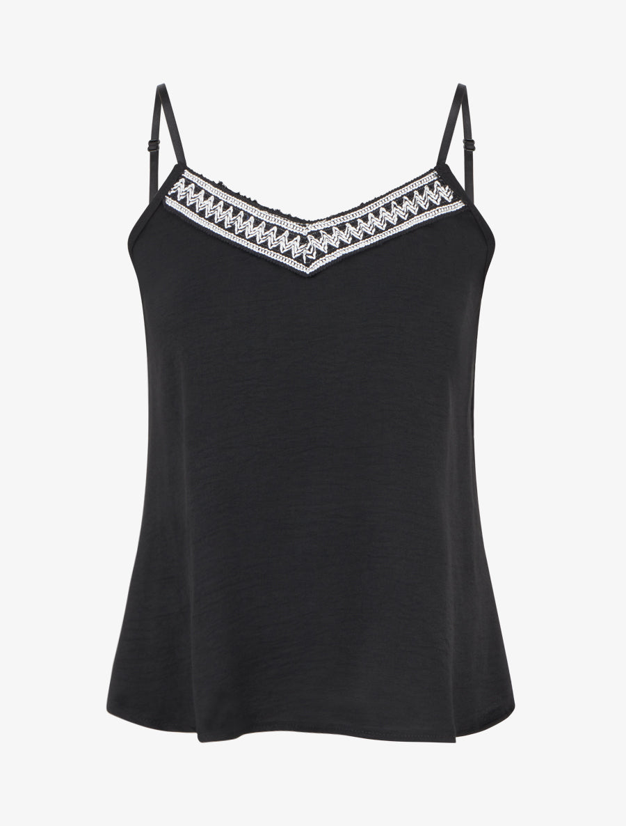 Caraco à col V brodé - Noir - 1