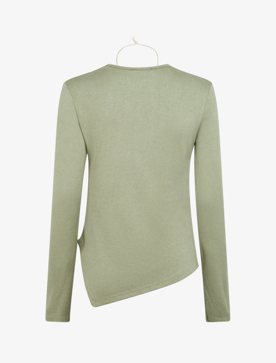 Pull asymétrique à col bénitier - Kaki - 2