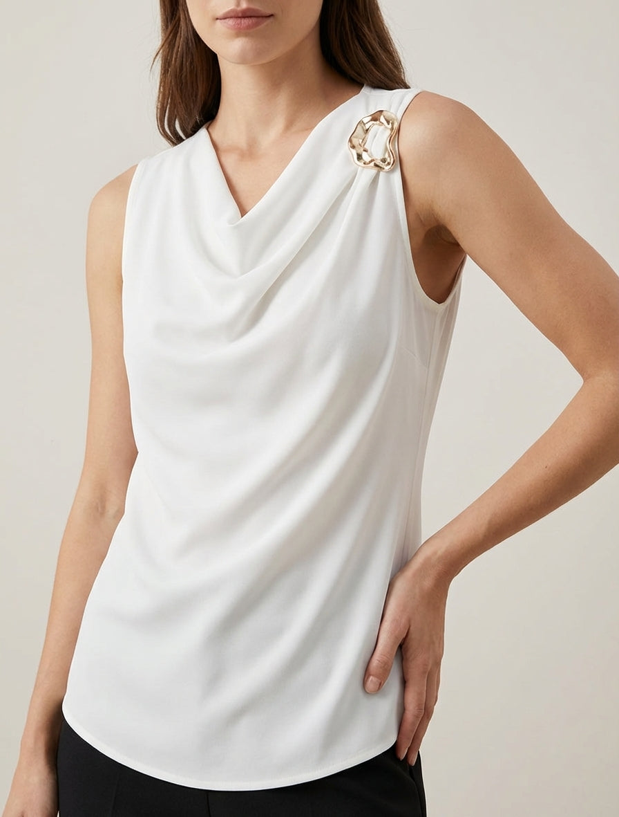 Top unido con incrustaciones de joyas - Blanco