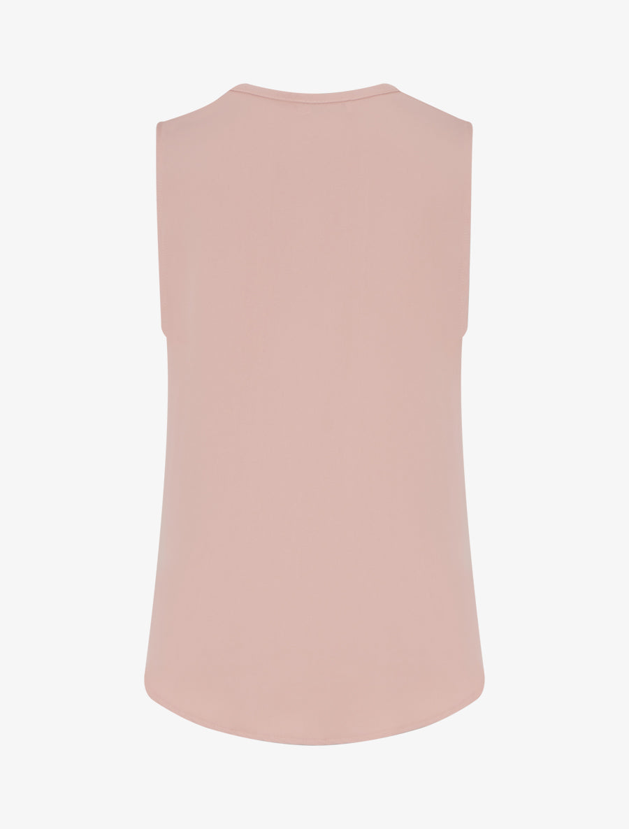 Top uni à empiècement bijou - Vieux rose - 2