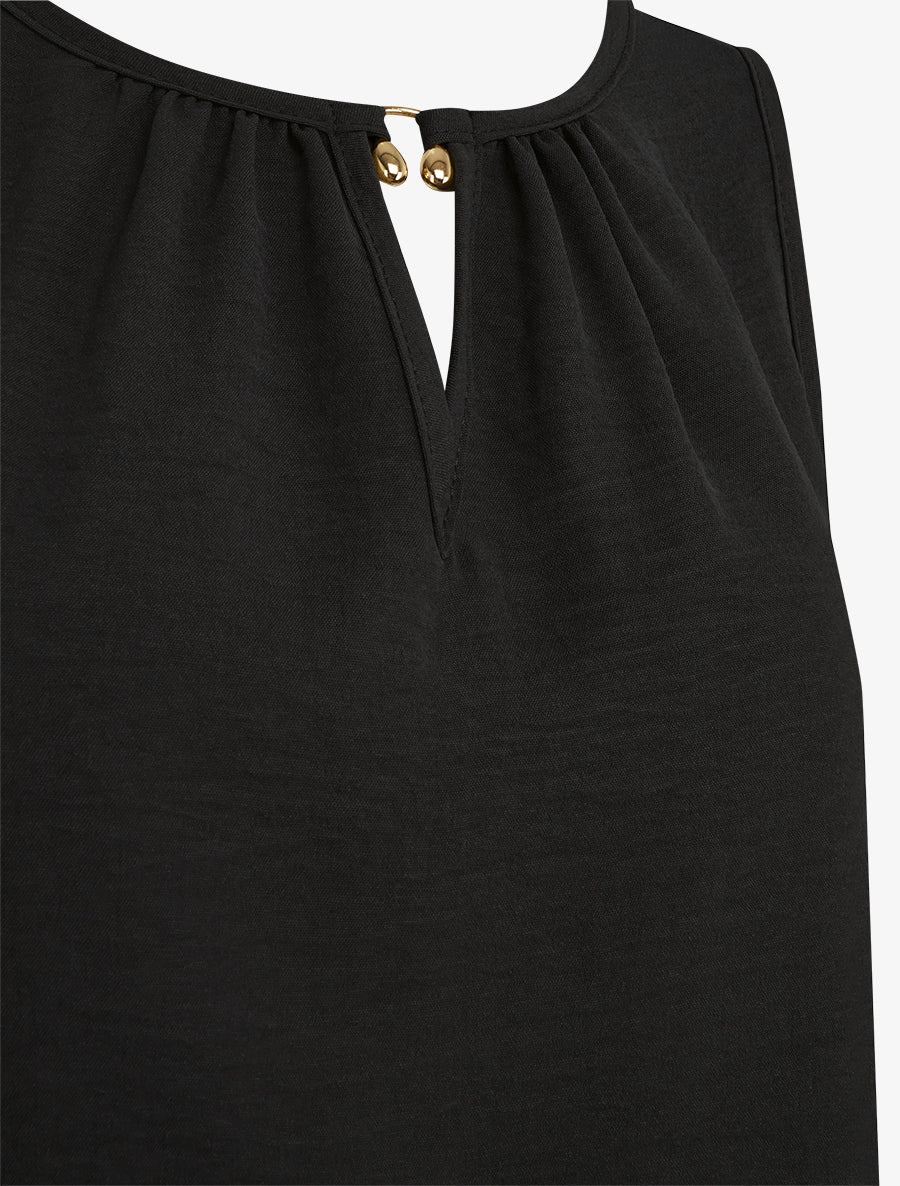 Top élastiqué à empiècement bijou - Noir - 3