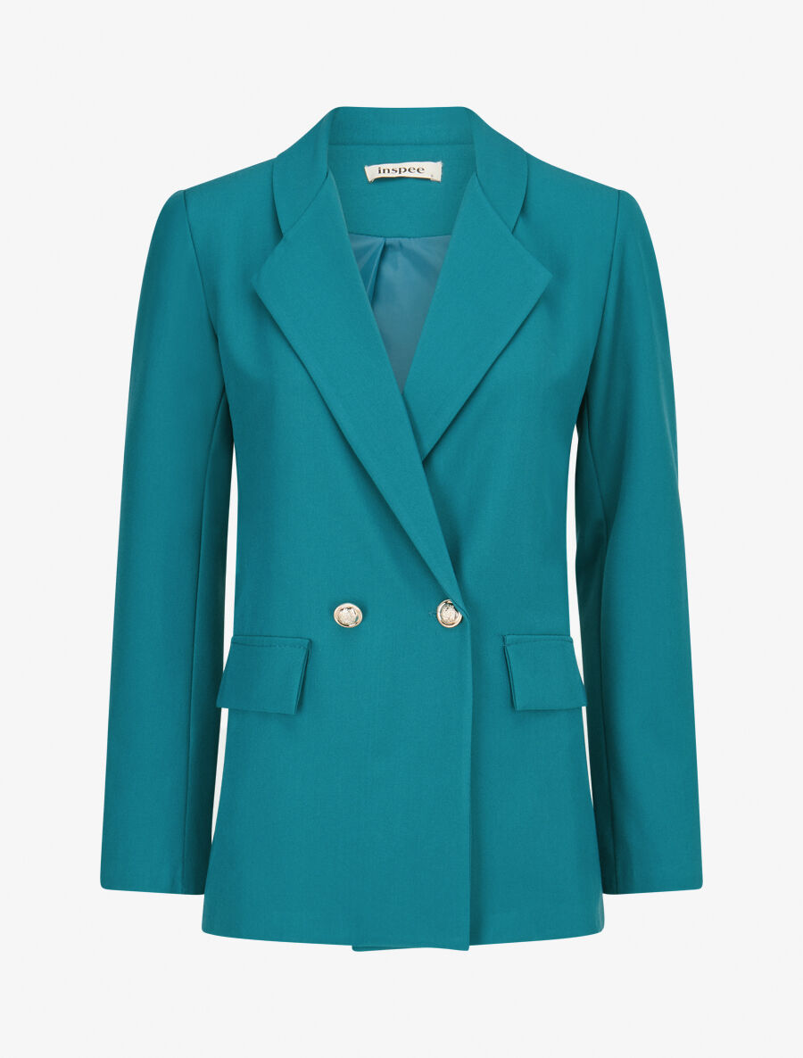 Veste basique cintrée à 2 boutons - Bleu lagon - 1