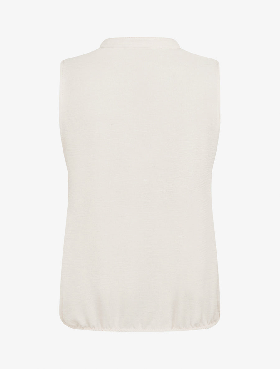 Top uni à col V - Beige - 2