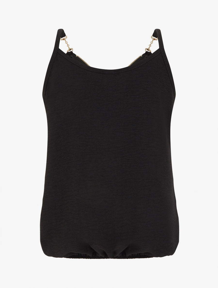 Caraco liso con cuello en V con cremallera - Negro