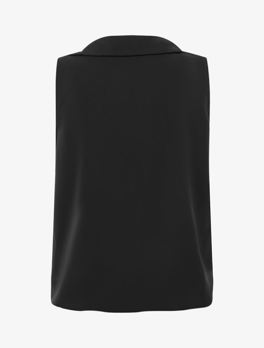 Top droit uni à col V - Noir - 2